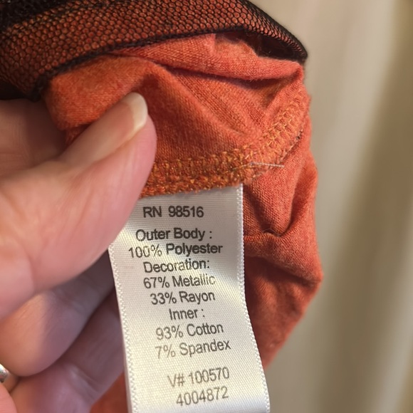 Coldwater Creek black/rust mesh/metallic sequin top size medium boho look - Picture 4 of 7